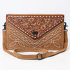 ADBG1623 American Darling Western Genuine Suede Leather Envelop Bag with Hand-Tooled Detailing