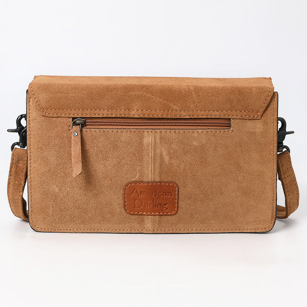 ADBG1623 American Darling Western Genuine Suede Leather Envelop Bag with Hand-Tooled Detailing
