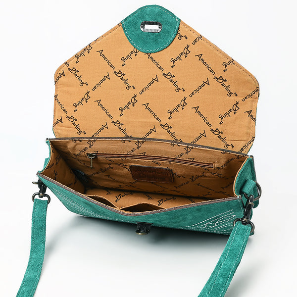 ADBG1623 American Darling Western Genuine Suede Leather Envelop Bag with Hand-Tooled Detailing