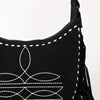 ADBG1625A American Darling Black Genuine Suede Western Leather Crossbody Bag with Boot Stitch Detail & Fringe