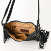 ADBG1625A American Darling Black Genuine Suede Western Leather Crossbody Bag with Boot Stitch Detail & Fringe