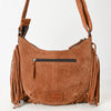 ADBG1625 American Darling Western Leather Genuine Suede Crossbody Bag Boot Stitch Detail & Fringe