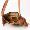 ADBG1625 American Darling Western Leather Genuine Suede Crossbody Bag Boot Stitch Detail & Fringe