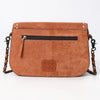 ADBG1626 American Darling Western Genuine Suede Leather Crossbody Bag with Buck Stitch & Boot-Stitched Detailing