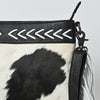 ADBG1628 American Darling Hair-On Cowhide Western Leather Crossbody Bag with Fringes & Genuine Leather Trim
