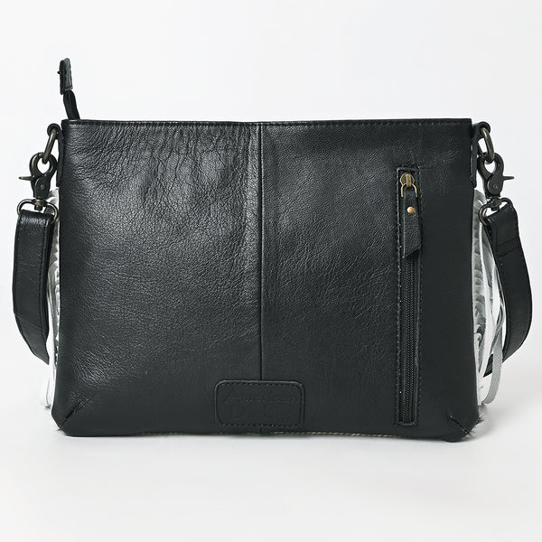 ADBG1628 American Darling Hair-On Cowhide Western Leather Crossbody Bag with Fringes & Genuine Leather Trim
