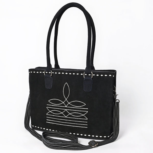 ADBG1629 American Darling Western Genuine Suede Leather Tote Bag with Buck Stitch & Boot-Stitched Detailing