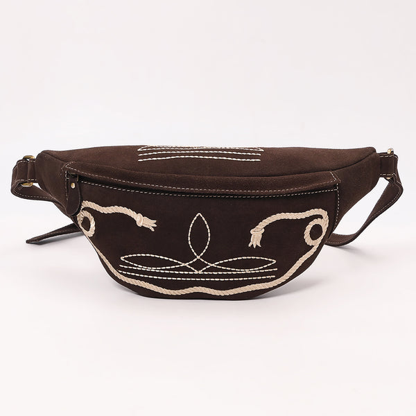 ADBGA668 American Darling Genuine Leather Fanny Pack with Boot Stitch Embroidery