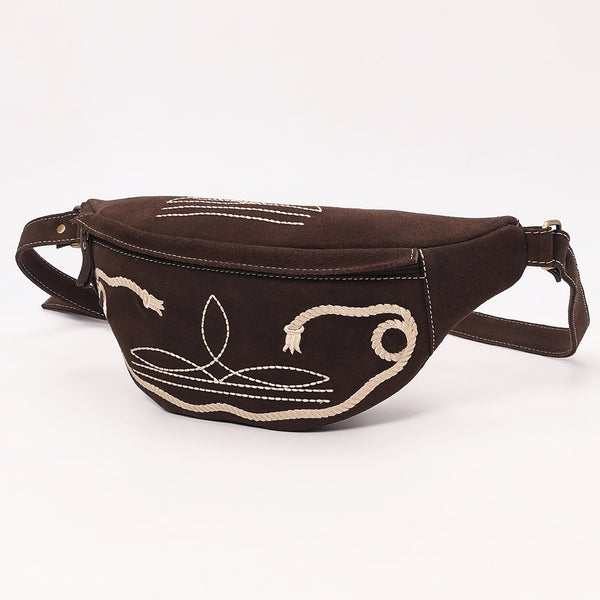 ADBGA668 American Darling Genuine Leather Fanny Pack with Boot Stitch Embroidery