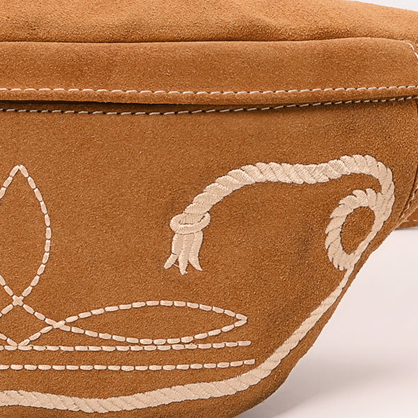 ADBGA668 American Darling Genuine Leather Fanny Pack with Boot Stitch Embroidery