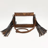 ADBG1174 American Darling Hand Tooled Leather Fringe Clear Crossbody -Western Stadium Bag