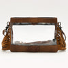 ADBG1174 American Darling Hand Tooled Leather Fringe Clear Crossbody -Western Stadium Bag