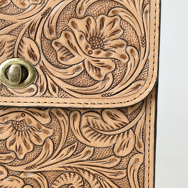 ADBG1630 American Darling Hand-Tooled Leather Small Cross Body Bag with Floral Carving & Western Detailing