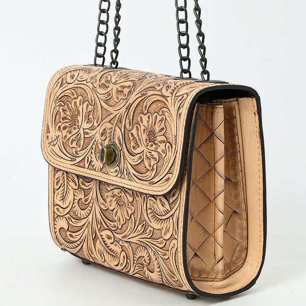 ADBG1630 American Darling Hand-Tooled Leather Small Cross Body Bag with Floral Carving & Western Detailing
