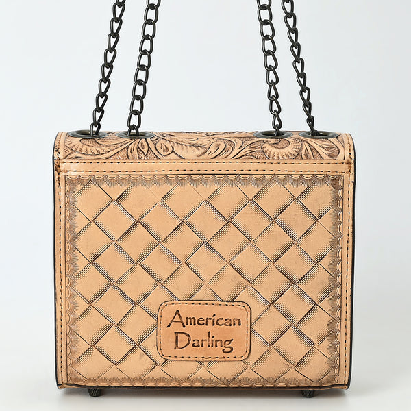 ADBG1630 American Darling Hand-Tooled Leather Small Cross Body Bag with Floral Carving & Western Detailing