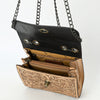 ADBG1630 American Darling Hand-Tooled Leather Small Cross Body Bag with Floral Carving & Western Detailing