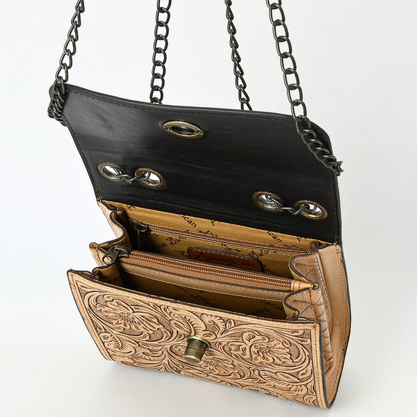 ADBG1630 American Darling Hand-Tooled Leather Small Cross Body Bag with Floral Carving & Western Detailing
