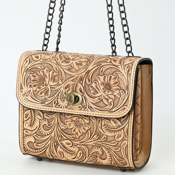 ADBG1630 American Darling Hand-Tooled Leather Small Cross Body Bag with Floral Carving & Western Detailing