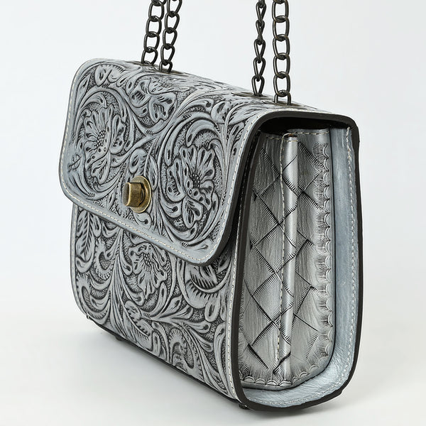 ADBG1630 American Darling Hand-Tooled Leather Small Cross Body Bag with Floral Carving & Western Detailing