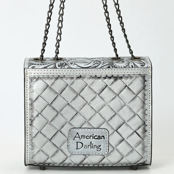 ADBG1630 American Darling Hand-Tooled Leather Small Cross Body Bag with Floral Carving & Western Detailing