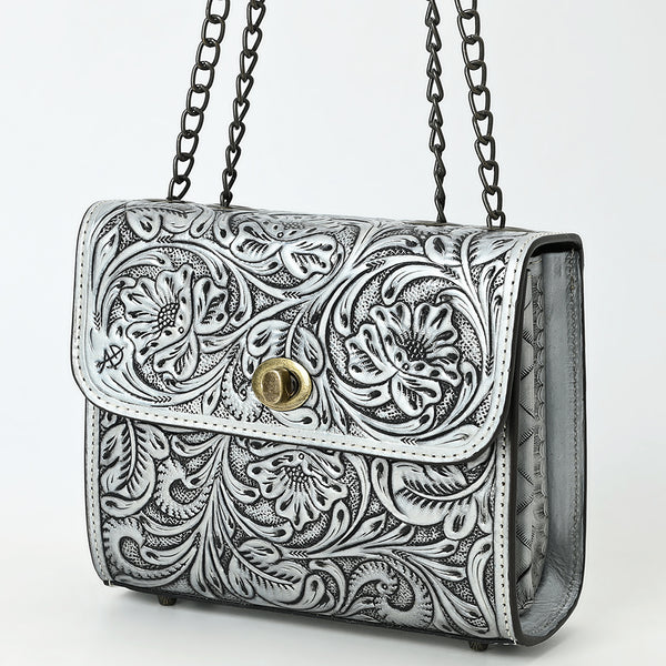 ADBG1630 American Darling Hand-Tooled Leather Small Cross Body Bag with Floral Carving & Western Detailing