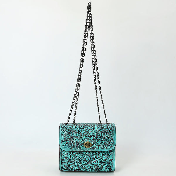 ADBG1630 American Darling Hand-Tooled Leather Small Cross Body Bag with Floral Carving & Western Detailing