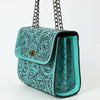 ADBG1630 American Darling Hand-Tooled Leather Small Cross Body Bag with Floral Carving & Western Detailing