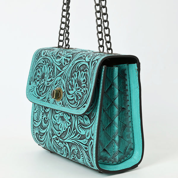 ADBG1630 American Darling Hand-Tooled Leather Small Cross Body Bag with Floral Carving & Western Detailing