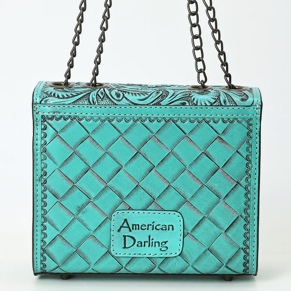 ADBG1630 American Darling Hand-Tooled Leather Small Cross Body Bag with Floral Carving & Western Detailing