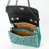ADBG1630 American Darling Hand-Tooled Leather Small Cross Body Bag with Floral Carving & Western Detailing