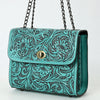 ADBG1630 American Darling Hand-Tooled Leather Small Cross Body Bag with Floral Carving & Western Detailing