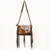 ADBGM518 Hair-On Cowhide Crossbody Clutch Bag with Fringe - Western Leather Boho Saddle Purse