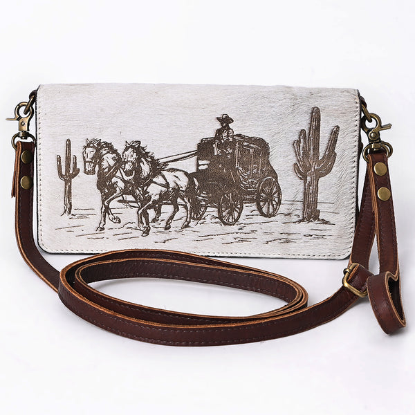 ADBGM169 Hair-On Leather Western Crossbody Purse with Western Scene