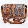 ADBG1631 American Darling Hand-Tooled Leather Organiser Bag with Floral Carving & Western Embossed Detailing