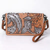 ADBG1631 American Darling Hand-Tooled Leather Organiser Bag with Floral Carving & Western Embossed Detailing