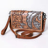 ADBG1631 American Darling Hand-Tooled Leather Organiser Bag with Floral Carving & Western Embossed Detailing