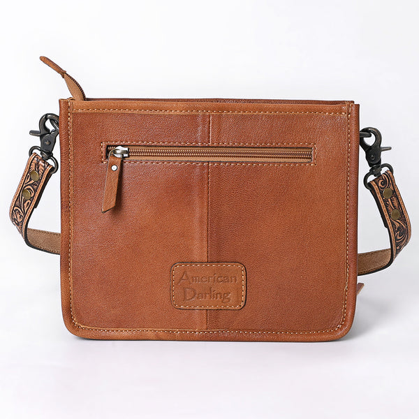 ADBG1632 American Darling Hand-Tooled Leather Cross Body Bag with Floral Carving, Fringes & Western Detailing