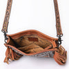 ADBG1632 American Darling Hand-Tooled Leather Cross Body Bag with Floral Carving, Fringes & Western Detailing