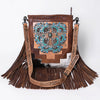 ADBG1633 American Darling Hand-Tooled Leather Messenger Bag with Fringes, Hair-On, Western Carving & Premium Craftsmanship