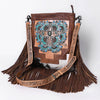 ADBG1633 American Darling Hand-Tooled Leather Messenger Bag with Fringes, Hair-On, Western Carving & Premium Craftsmanship