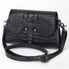 ADBG1635A American Darling Black Crocodile Embossed Leather Cross Body Bag with Western Detailing
