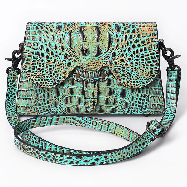ADBG1635 American Darling Crocodile Embossed Leather Cross Body Bag with Western Detailing & Premium Craft
