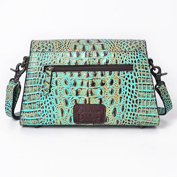 ADBG1635 American Darling Crocodile Embossed Leather Cross Body Bag with Western Detailing & Premium Craft