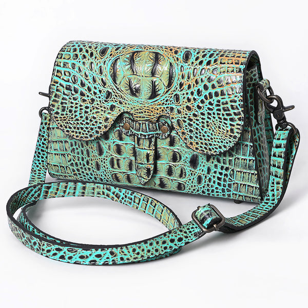 ADBG1635 American Darling Crocodile Embossed Leather Cross Body Bag with Western Detailing & Premium Craft