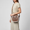 ADBG1636 American Darling Hand Tooled Leather Cross Body Bag with Western Carving and Adjustable Strap
