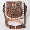 ADBG1636 American Darling Hand Tooled Leather Cross Body Bag with Western Carving and Adjustable Strap