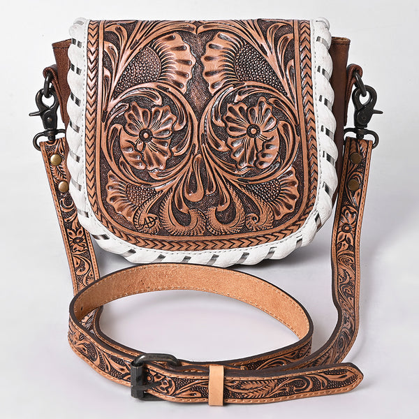 ADBG1636 American Darling Hand Tooled Leather Cross Body Bag with Western Carving and Adjustable Strap
