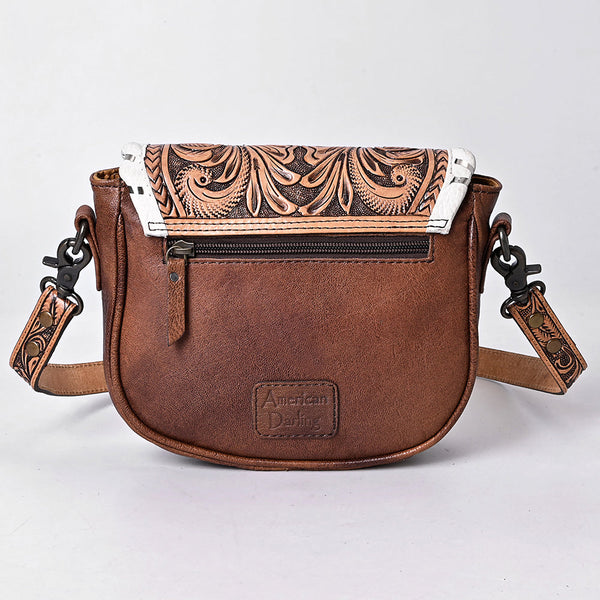 ADBG1636 American Darling Hand Tooled Leather Cross Body Bag with Western Carving and Adjustable Strap