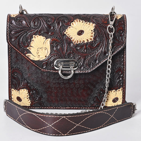 ADBGA679 American Darling Hand Tooled Floral Carved Genuine Leather Messenger Bag