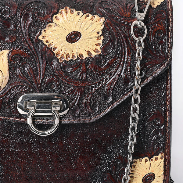 ADBGA679 American Darling Hand Tooled Floral Carved Genuine Leather Messenger Bag